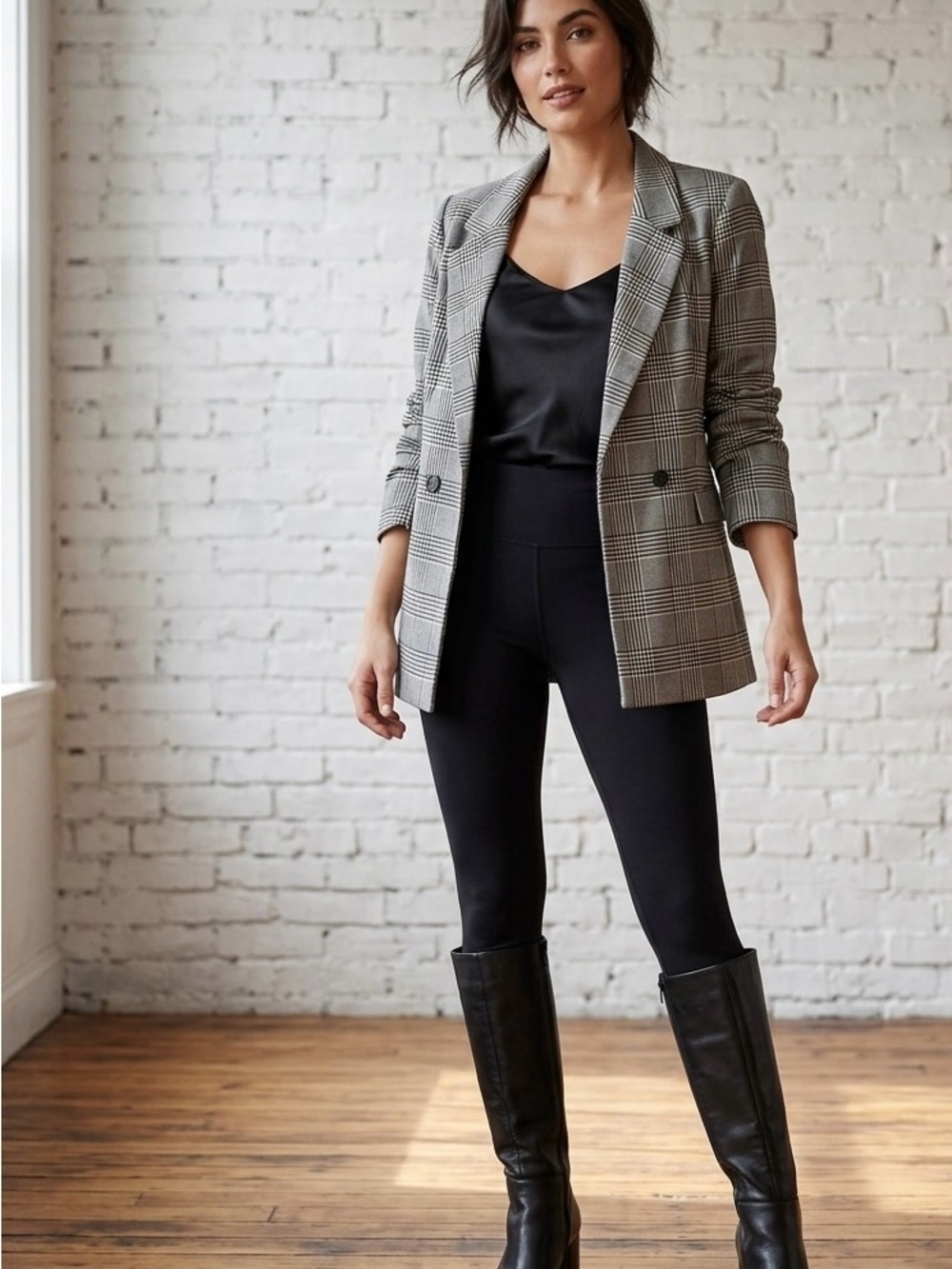 Cotton On Black and Grey Plaid Blazer